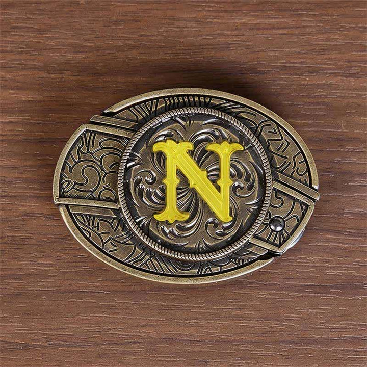 Cintura in pelle con fibbia a coltello nascosta e iniziale in bronzo antico fai-da-te - N - Senza cintura - image 22