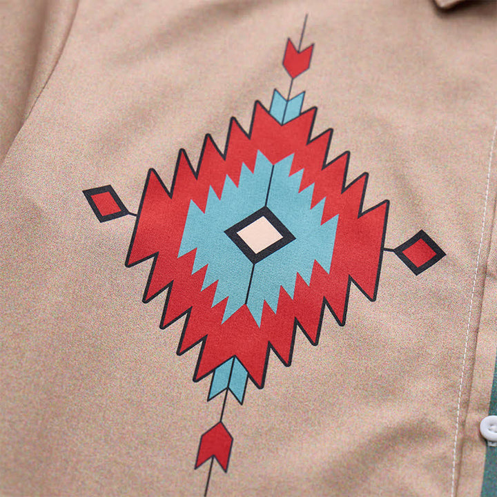 Camicia western da uomo con stampa tribale azteca e colori divisi - image 6