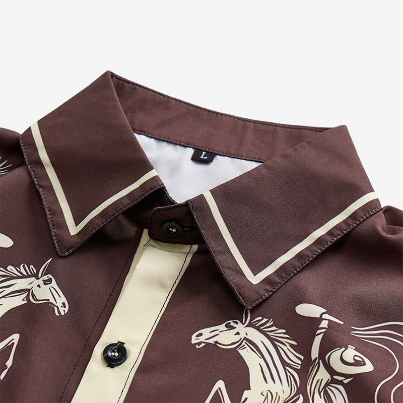 Camicia da uomo vintage con stampa luna e cielo notturno in stile cowboy - image 4