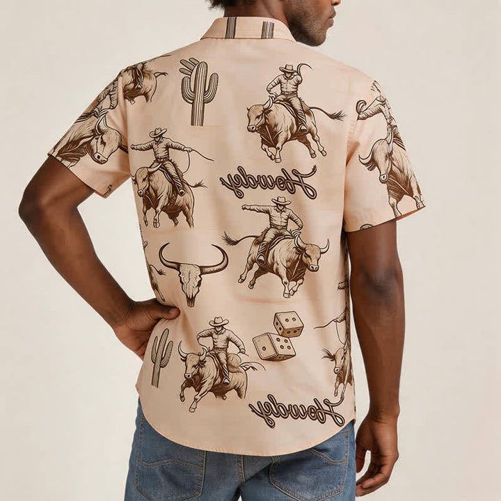 Camicia da uomo moderna retrò con stampa "Howdy Rodeo Bull Rider". - image 2