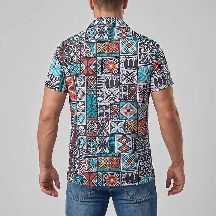 Camicia da uomo con motivo azteco patchwork audace e tribale dell'isola - image 2