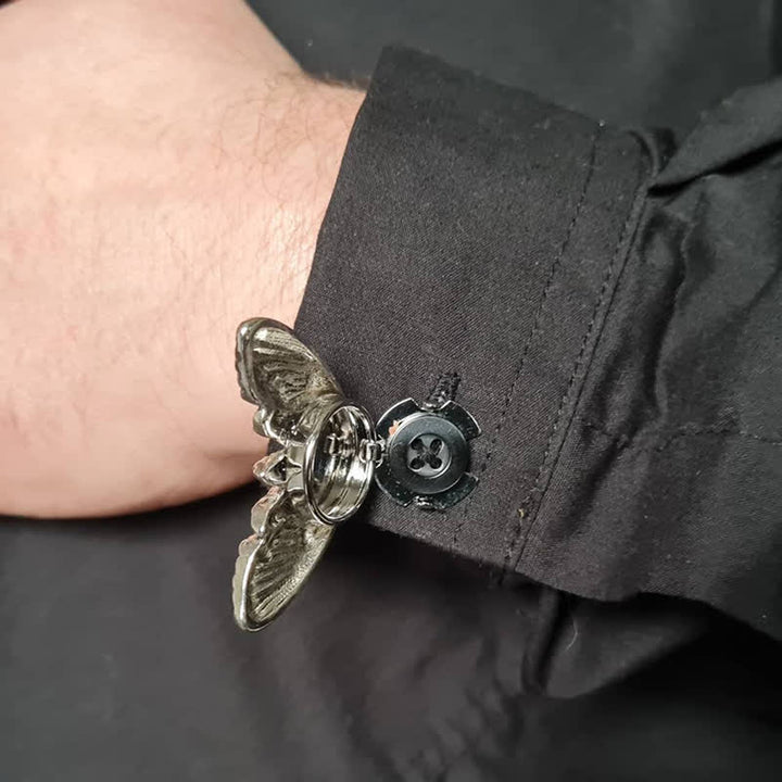 1 paio di copribottoni a pressione con motivo falena testa di morto per camicia - image 3