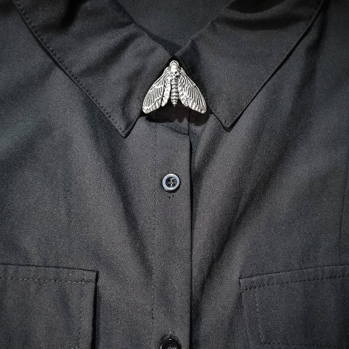 1 paio di copribottoni a pressione con motivo falena testa di morto per camicia - image 4