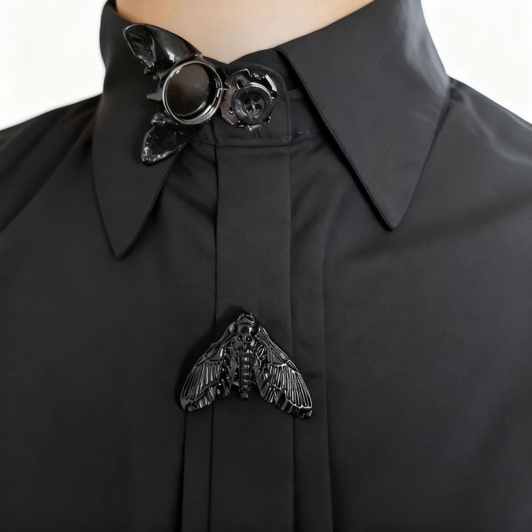 1 paio di copribottoni a pressione con motivo falena testa di morto per camicia - image 8