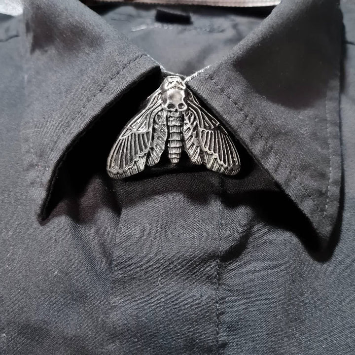 1 paio di copribottoni a pressione con motivo falena testa di morto per camicia - image 5