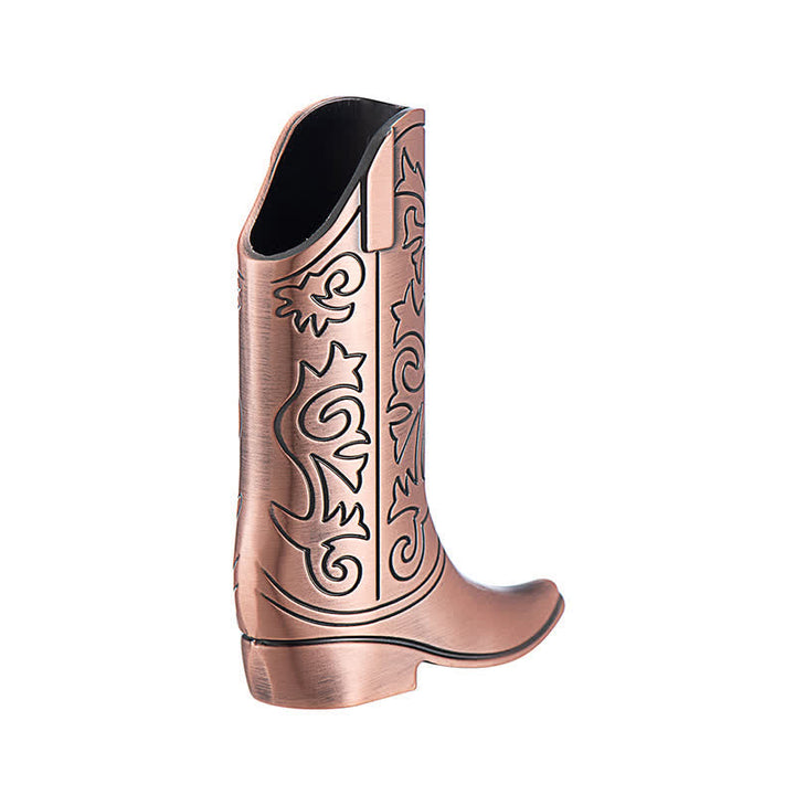 Custodia per accendino in metallo con stivale da cowboy inciso in stile retrò. - Bronzo Rosso - image 8