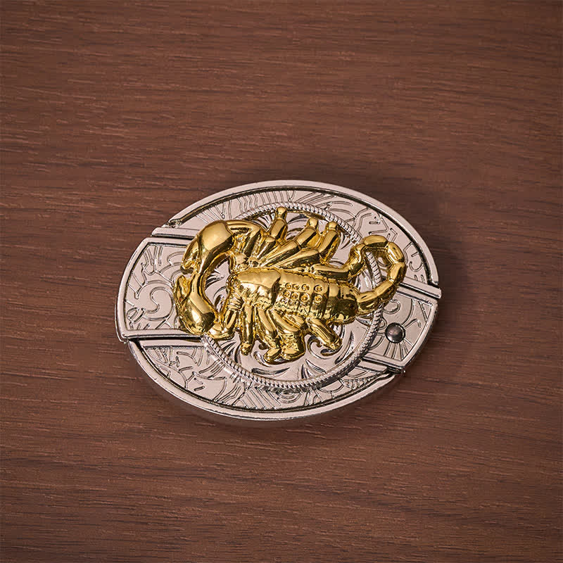 Cintura in pelle con fibbia a scomparsa a forma di scorpione gotico in argento e oro, fai da te, con coltello pieghevole integrato. - image 9