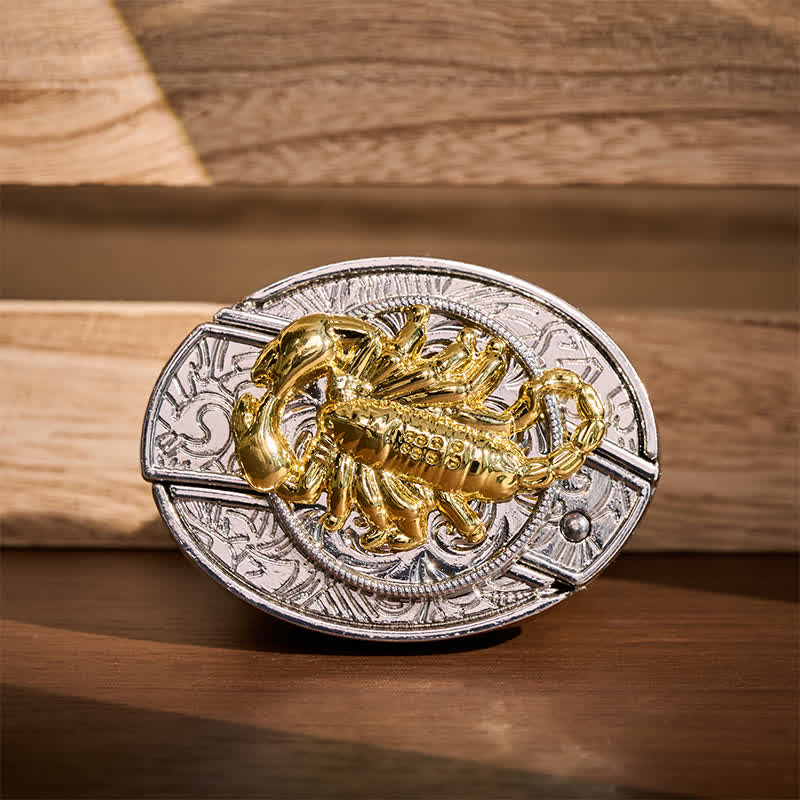 Cintura in pelle con fibbia a scomparsa a forma di scorpione gotico in argento e oro, fai da te, con coltello pieghevole integrato. - Scorpion - Senza cintura - Cintura non inclusa - image 0