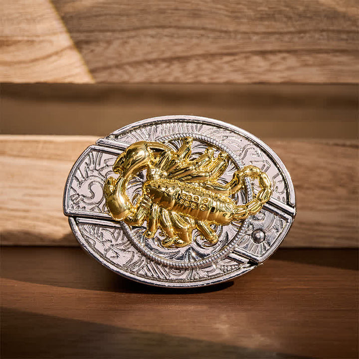 Cintura in pelle con fibbia a scomparsa a forma di scorpione gotico in argento e oro, fai da te, con coltello pieghevole integrato. - Scorpion - Senza cintura - Cintura non inclusa - image 0