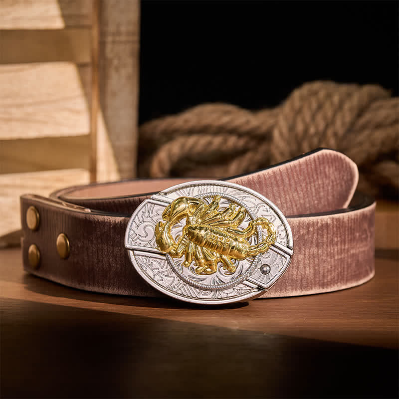 Cintura in pelle con fibbia a scomparsa a forma di scorpione gotico in argento e oro, fai da te, con coltello pieghevole integrato. - Scorpion - Cintura marrone effetto invecchiato - 42 - image 5