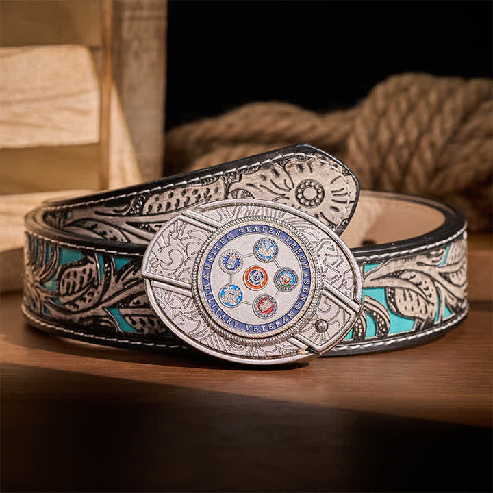 Cintura in pelle con fibbia a coltello pieghevole nascosta, realizzata da un veterano militare statunitense e massone. - Massone veterano - Cintura grigia a fiori - 42 - image 8