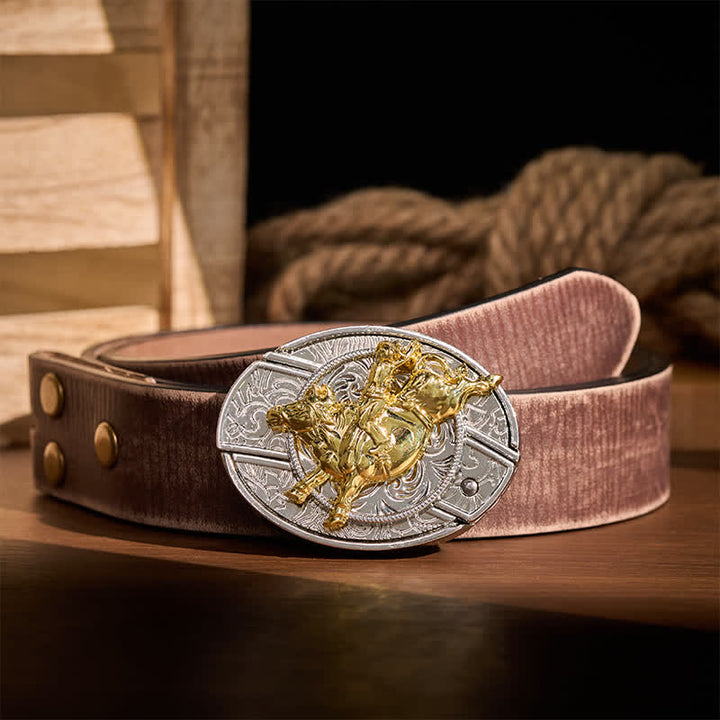 Cintura in pelle con fibbia a coltello pieghevole nascosto, audace, argento e oro, stile Bronc Rider DIY. - Cavaliere di cavalli selvaggi - Cintura marrone effetto invecchiato - 42 - image 5