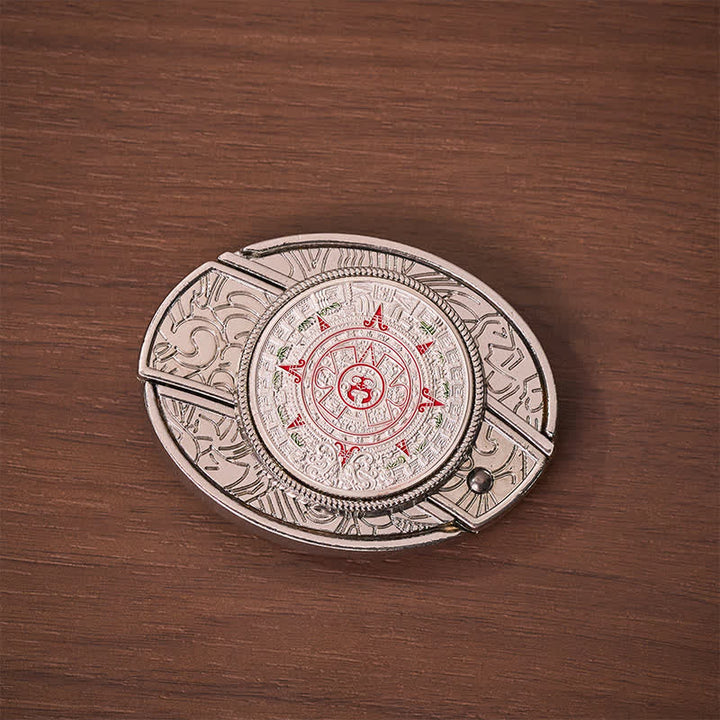 Cintura in pelle con fibbia a coltello pieghevole nascosta in stile calendario azteco-maya - image 9