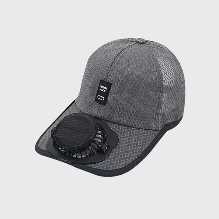 Cappellino da baseball traspirante con ventola USB a energia solare. - Grigio scuro - Regolabile (22"-23 5/8") - image 1
