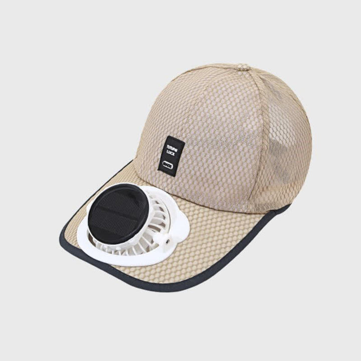 Cappellino da baseball traspirante con ventola USB a energia solare. - Cachi - Regolabile (22"-23 5/8") - image 12