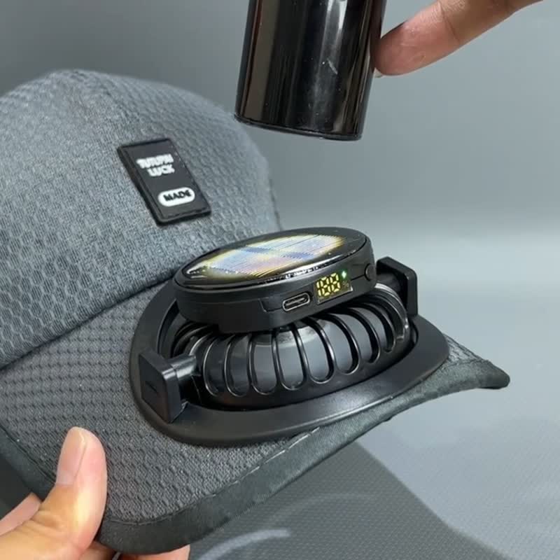 Cappellino da baseball traspirante con ventola USB a energia solare. - image 2
