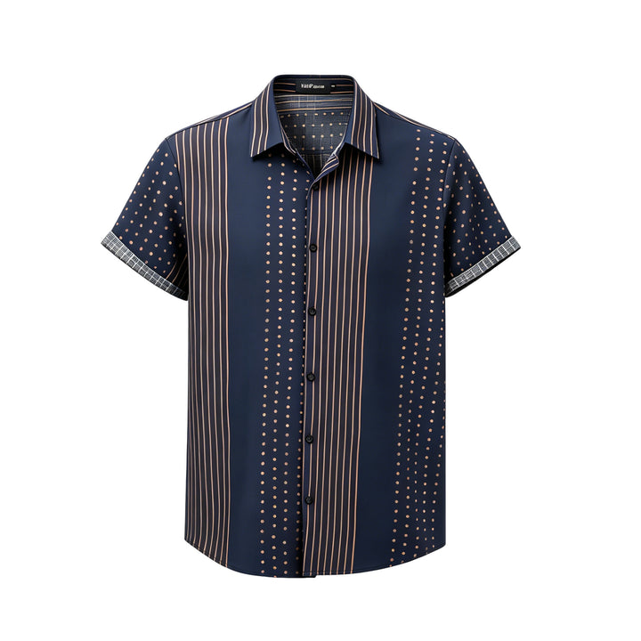 Camicia a maniche corte a righe e pois di ispirazione etnica - image 11