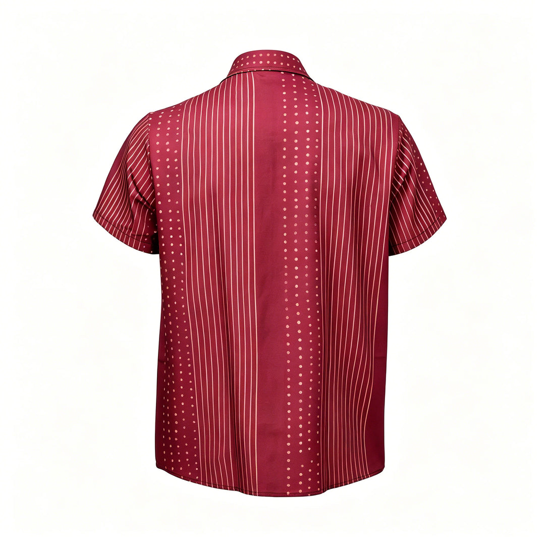 Camicia a maniche corte a righe e pois di ispirazione etnica - image 10