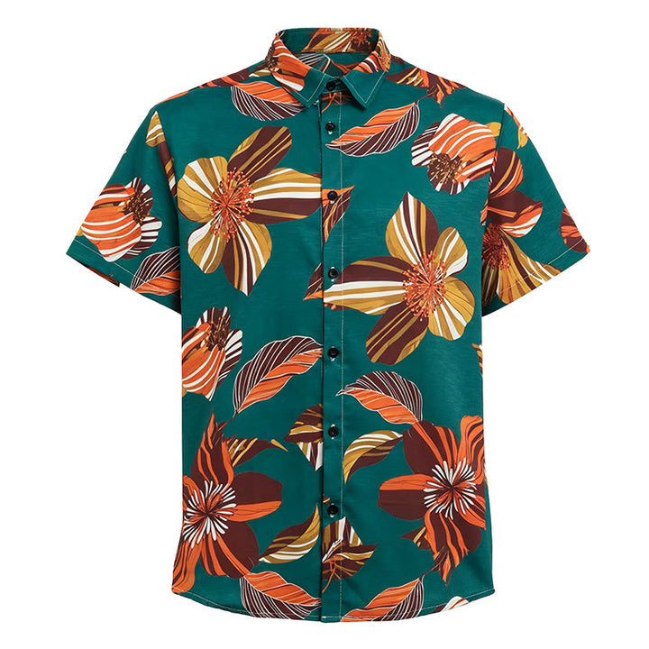 Camicia da uomo color verde acqua con stampa botanica floreale hawaiana - image 4