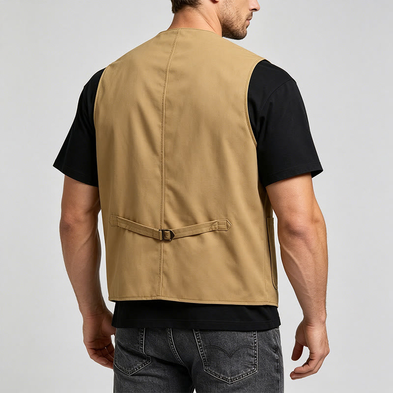 Gilet da lavoro leggero da uomo con bottoni, ideale per attività all'aperto. - image 3