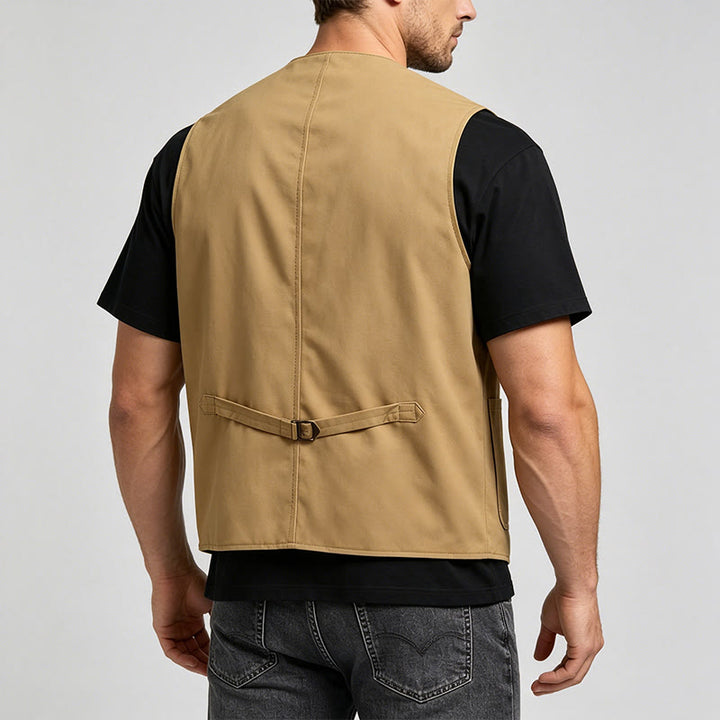 Gilet da lavoro leggero da uomo con bottoni, ideale per attività all'aperto. - image 3