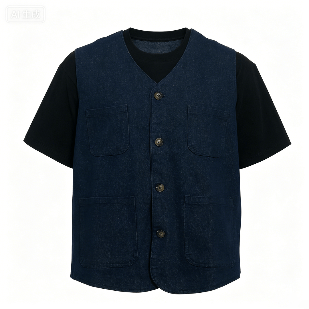 Gilet da lavoro leggero da uomo con bottoni, ideale per attività all'aperto. - image 7