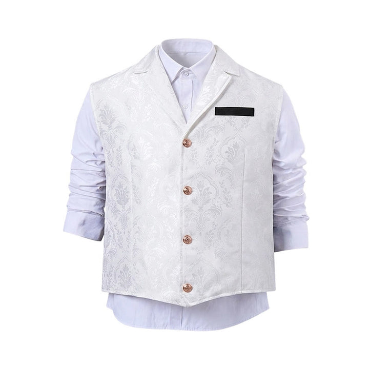 Gilet da abito da uomo con revers a tacca e motivo paisley jacquard, ispirato allo stile vittoriano. - image 19