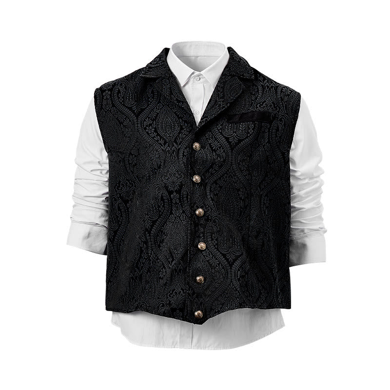 Gilet da abito da uomo con revers a tacca e motivo paisley jacquard, ispirato allo stile vittoriano. - image 17