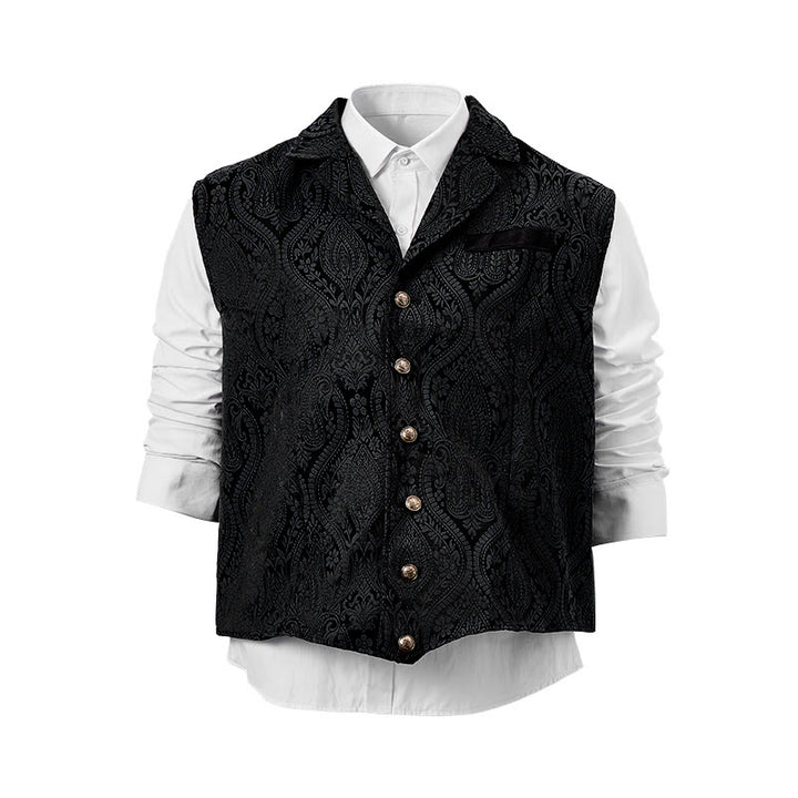 Gilet da abito da uomo con revers a tacca e motivo paisley jacquard, ispirato allo stile vittoriano. - image 17