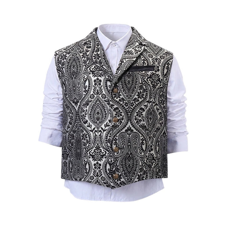 Gilet da abito da uomo con revers a tacca e motivo paisley jacquard, ispirato allo stile vittoriano. - image 20
