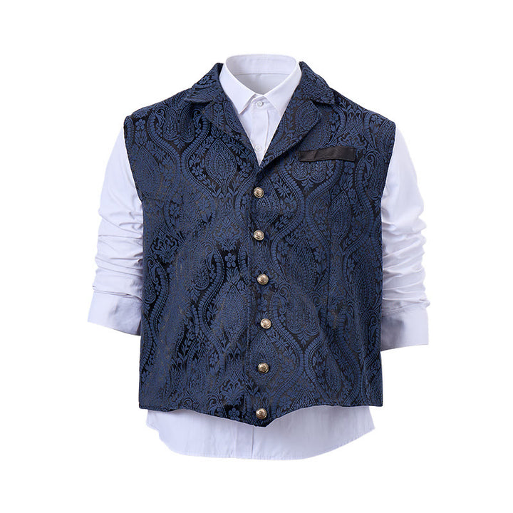 Gilet da abito da uomo con revers a tacca e motivo paisley jacquard, ispirato allo stile vittoriano. - image 15