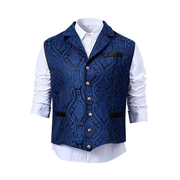 Gilet da abito da uomo con revers a tacca e motivo paisley jacquard, ispirato allo stile vittoriano. - image 22