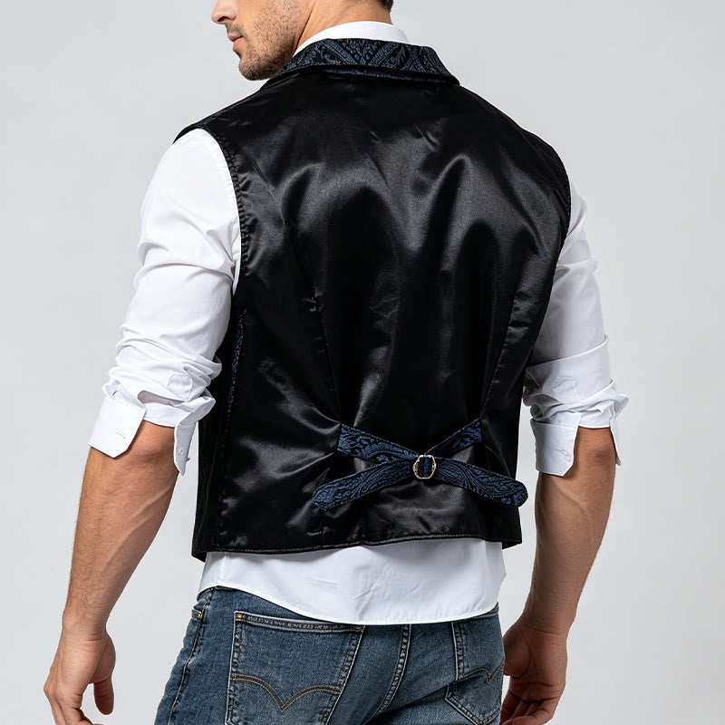 Gilet da abito da uomo con revers a tacca e motivo paisley jacquard, ispirato allo stile vittoriano. - image 4