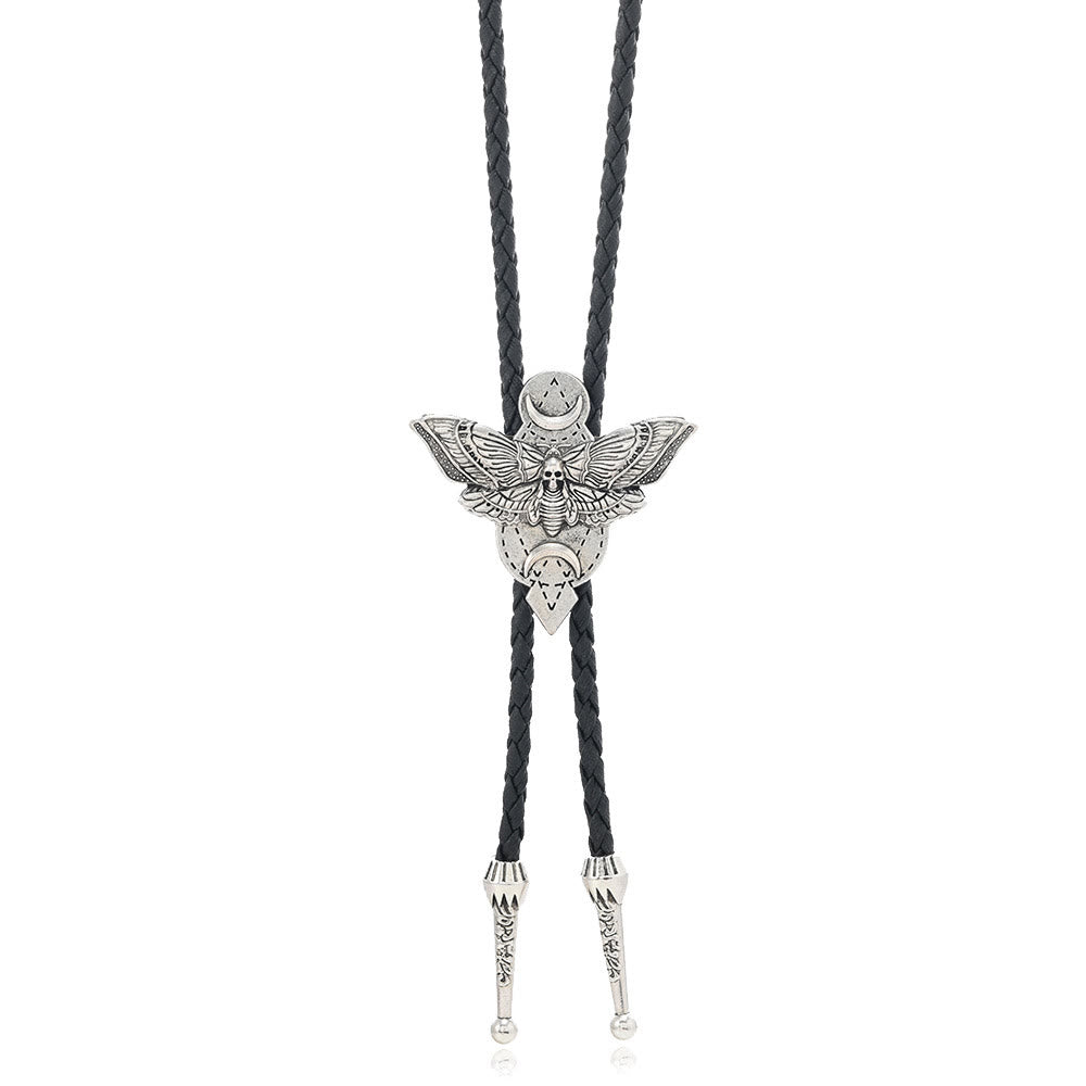 Cravatta bolo gotica western con falena testa di morto - Stile n. 5 - Nero - image 15
