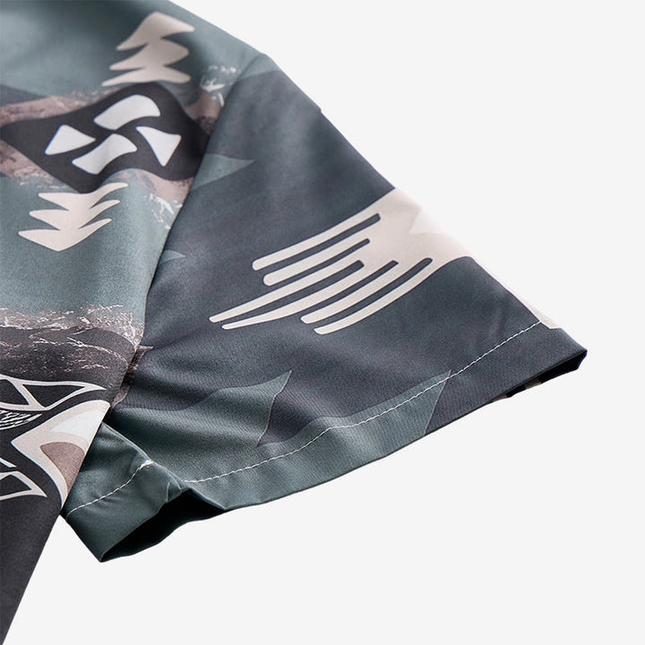 Camicia da uomo con stampa geometrica azteca sud-occidentale a blocchi di colore. - image 8