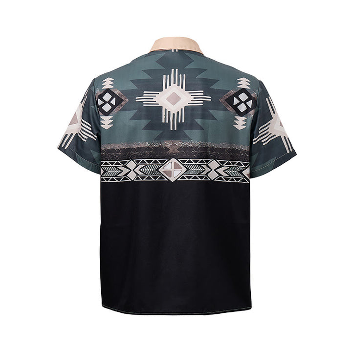 Camicia da uomo con stampa geometrica azteca sud-occidentale a blocchi di colore. - image 10