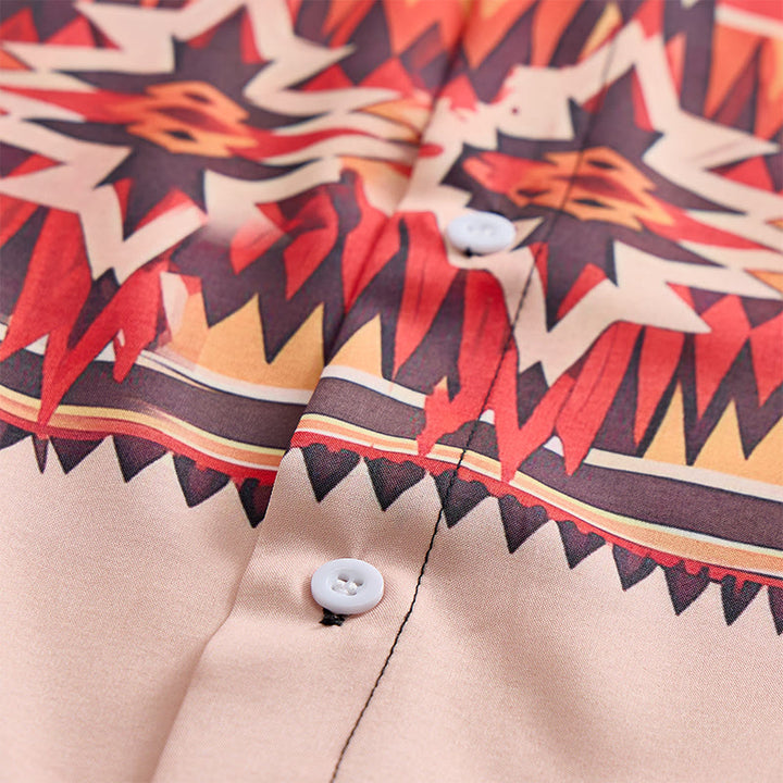 Camicia da uomo bicolore nera e beige con motivo a stella azteca in stile western. - image 5