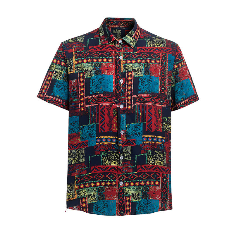 Camicia etnica bohémien multicolore con patchwork tribale - image 9