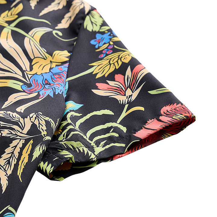 Maglietta nera con stampa botanica esotica in stile retrò tropicale. - image 7