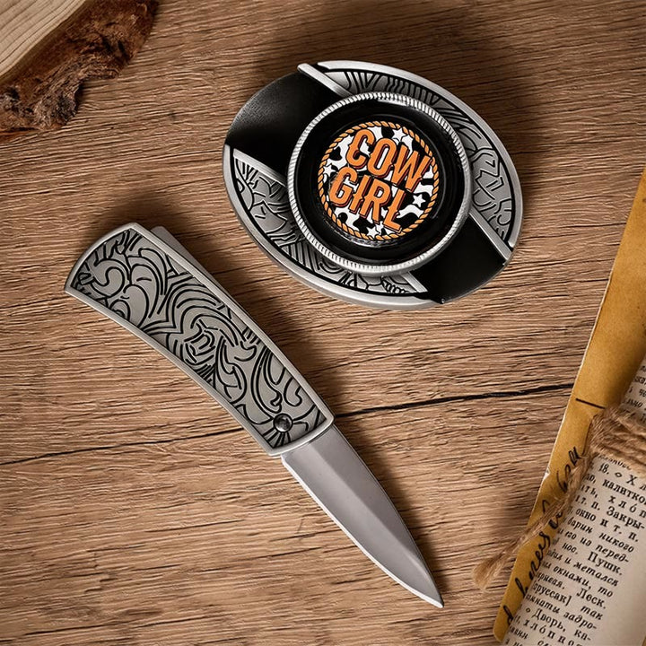 Cintura in pelle con fibbia a coltello pieghevole nascosta, stile cowgirl, fai da te - image 1