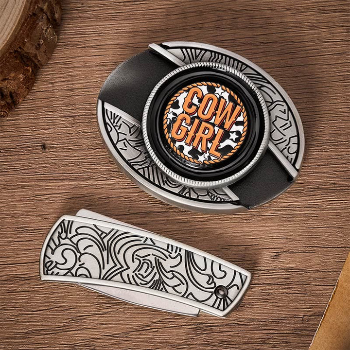 Cintura in pelle con fibbia a coltello pieghevole nascosta, stile cowgirl, fai da te - image 10