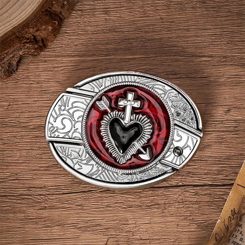 Cintura in pelle con fibbia a coltello pieghevole nascosto fai-da-te a marchio Sacred Heart & Arrow - image 9