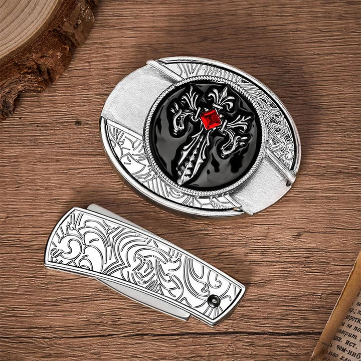 Cintura in pelle con fibbia a coltello pieghevole nascosto a croce gotica vittoriana fai-da-te. - image 10