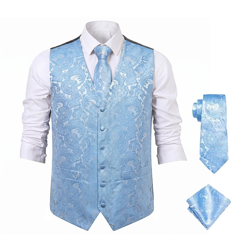 Gilet da uomo versatile con motivo paisley, set completo 3 in 1 con gilet - image 18