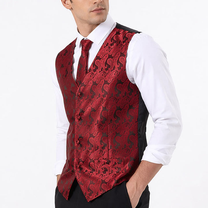 Gilet da uomo versatile con motivo paisley, set completo 3 in 1 con gilet - image 2