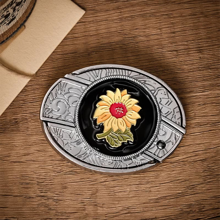 Cintura in pelle con fibbia a coltello pieghevole nascosto fai-da-te a forma di girasole. - image 10