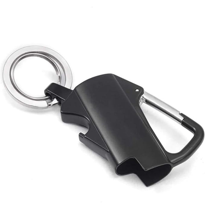 Portachiavi EDC 3 in 1 con moschettone e custodia per accendino - Nero - image 1