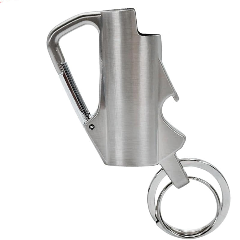 Portachiavi EDC 3 in 1 con moschettone e custodia per accendino - Argento - image 5