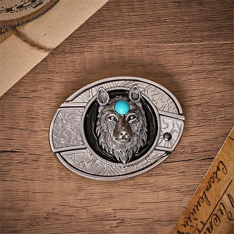 Cintura in pelle con fibbia a coltello pieghevole nascosto fai-da-te Turquoise Wolf - image 10