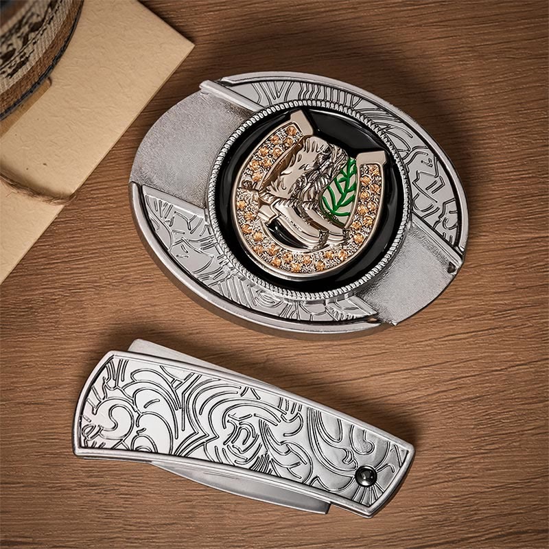 Cintura in pelle con fibbia a coltello pieghevole nascosta fai-da-te Boots & Horseshoe - image 9